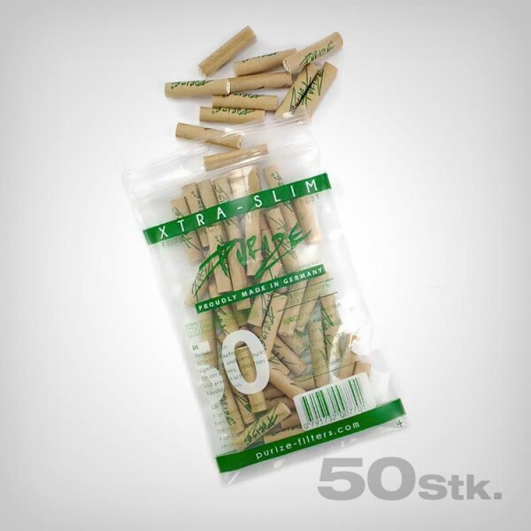 PURIZE Aktivkohlefilter, Organic, Extra Slim, Ø 5,9mm, 50 Stk.