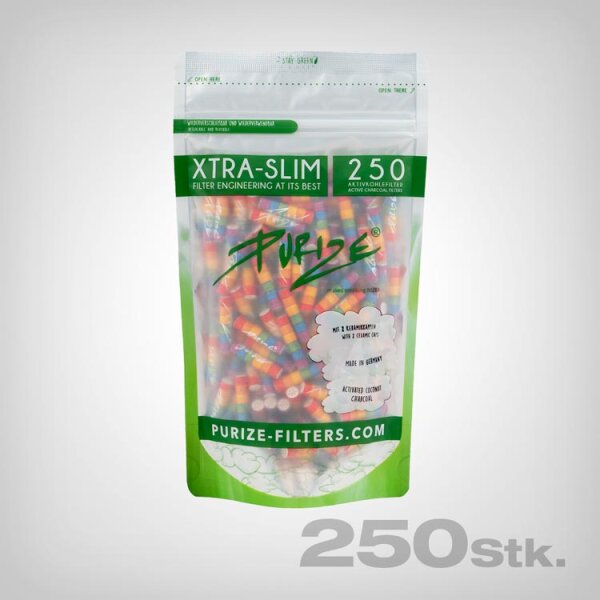PURIZE Aktivkohlefilter, Rainbow, Extra Slim, Ø 5,9mm, 250 Stk.